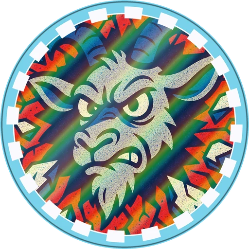 POG #481, Grumpy Goat, a Holographic pog from the Critter series