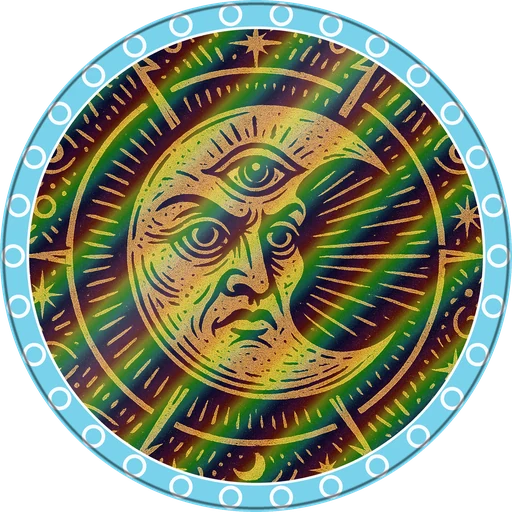 POG #488, All-Seeing Moon, a Holographic pog from the Mystic series