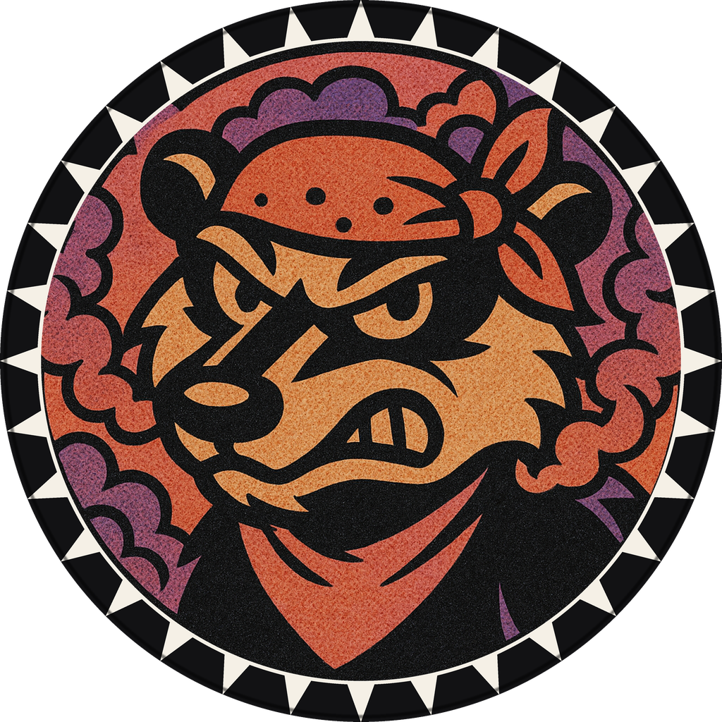 POG #5, Bandana Badger, a Matte pog from the Critter series