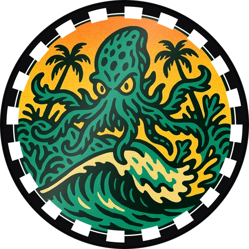 POG #500, Kelp Kraken, a Gloss pog from the Surf series