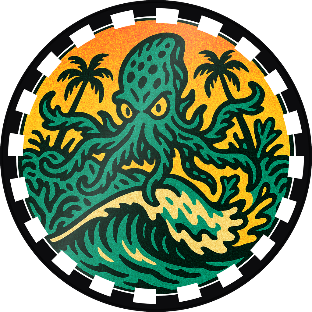 POG #500, Kelp Kraken, a Gloss pog from the Surf series