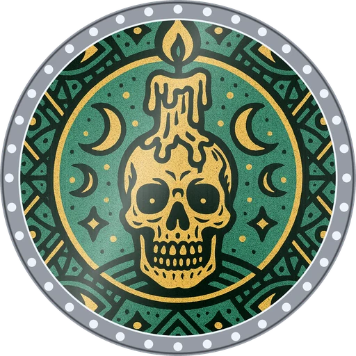 POG #501, Candle Skull, a Foil pog from the Mystic series