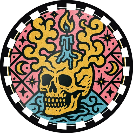 POG #504, Candle Skull, a Gloss pog from the Mystic series