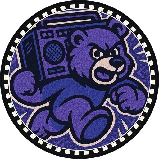 POG #505, Boombox Bear, a Matte pog from the Critter series