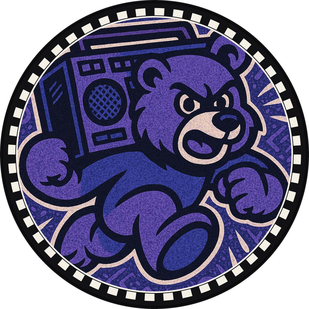 POG #505, Boombox Bear, a Matte pog from the Critter series