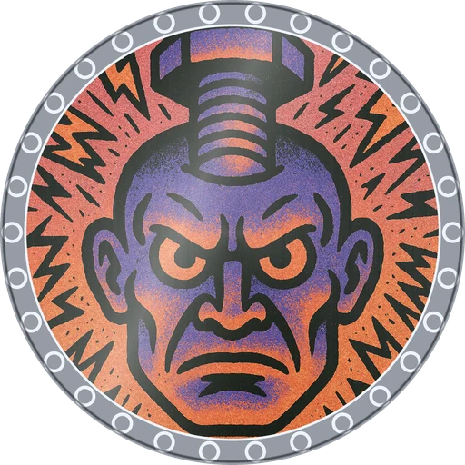 POG #506, Bolt Head, a Foil pog from the Skate series