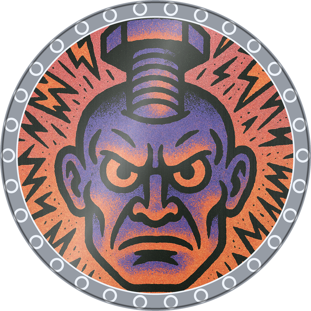 POG #506, Bolt Head, a Foil pog from the Skate series