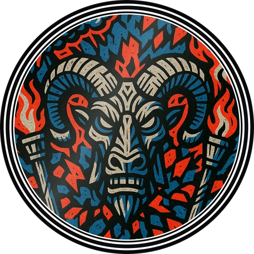 POG #508, Ritual Ram, a Gloss pog from the Tiki series