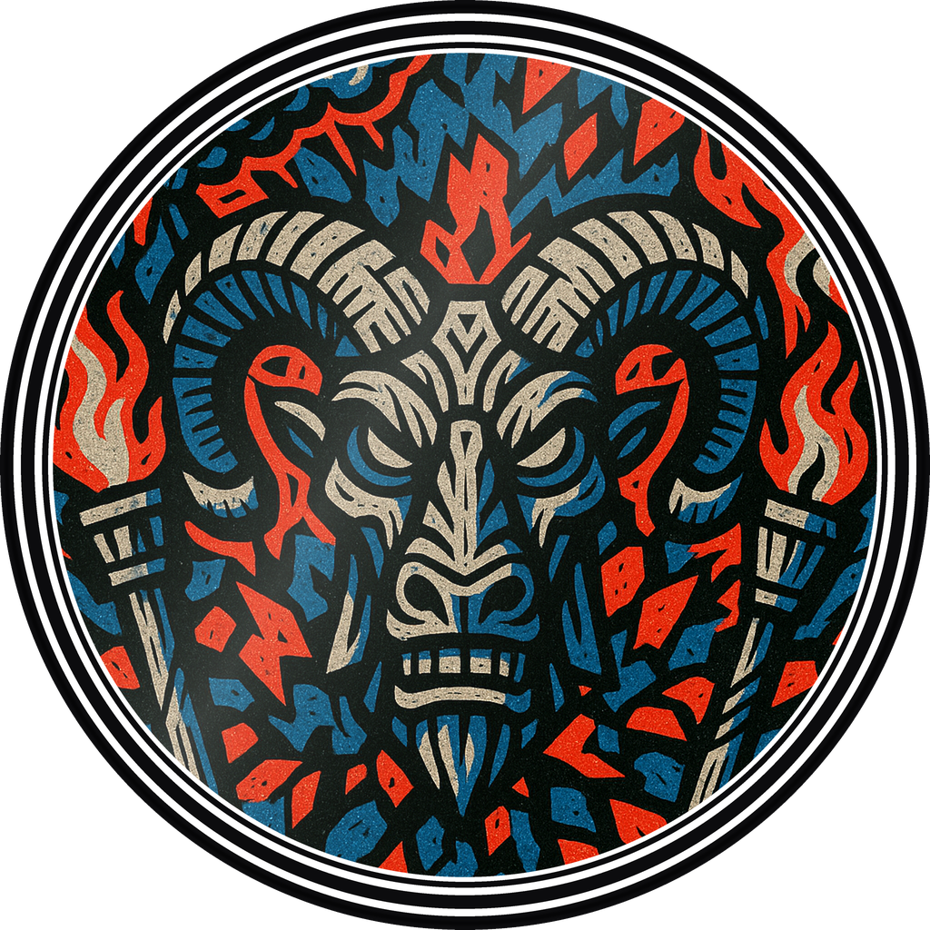 POG #508, Ritual Ram, a Gloss pog from the Tiki series