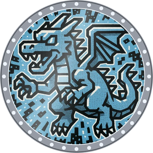 POG #511, Blocky Dragon, a Foil pog from the Arcade series