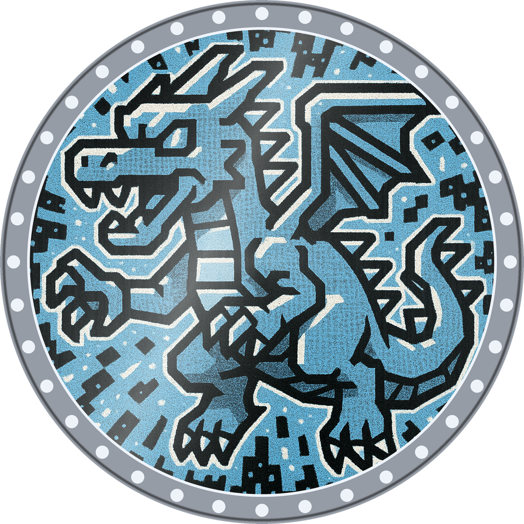 POG #511, Blocky Dragon, a Foil pog from the Arcade series