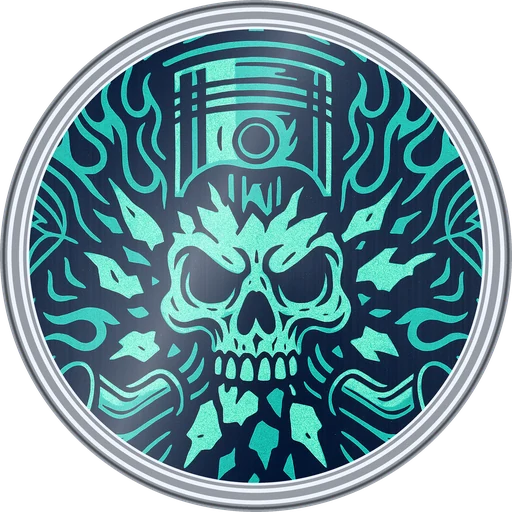 POG #52, Piston Skull, a Foil pog from the Speed series