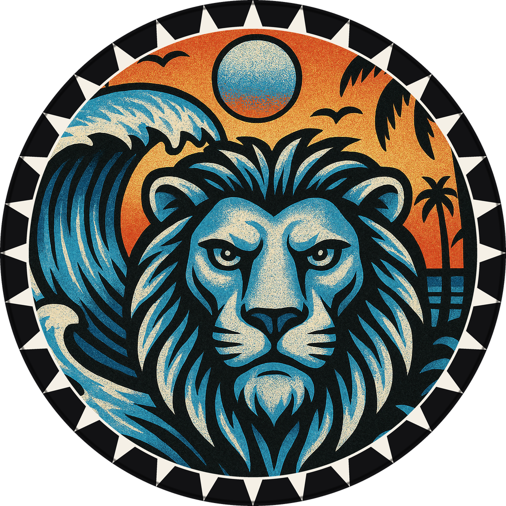POG #527, Lagoon Lion, a Matte pog from the Surf series