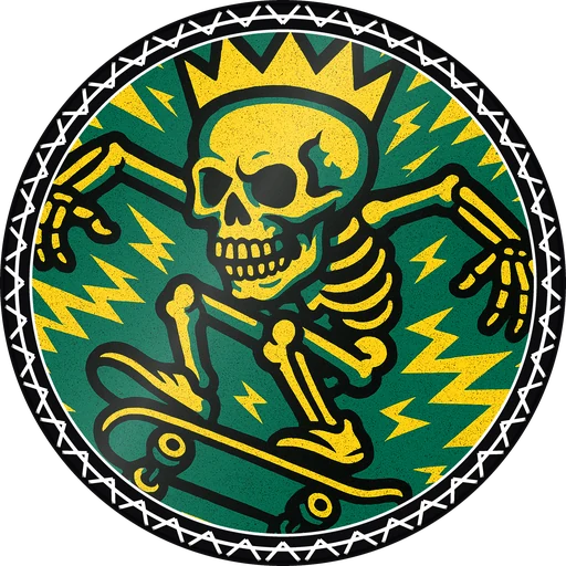 POG #528, Kickflip Bones, a Gloss pog from the Skate series