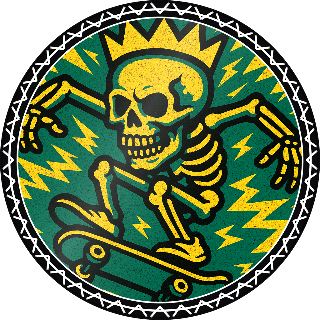 POG #528, Kickflip Bones, a Gloss pog from the Skate series