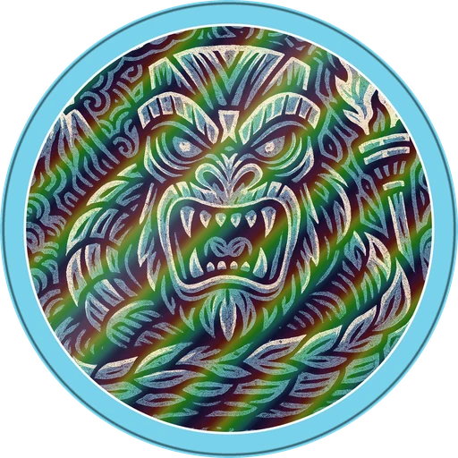 POG #529, Ancestor Ape, a Holographic pog from the Tiki series