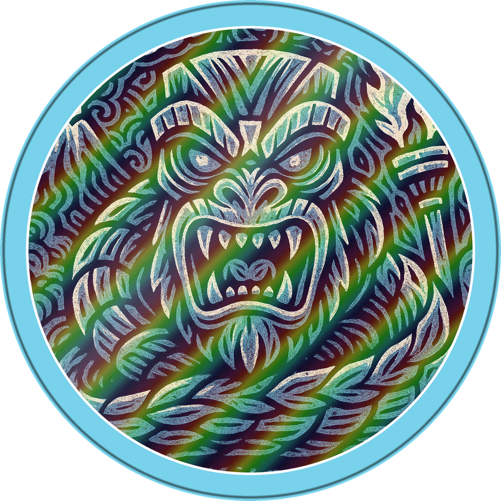 POG #529, Ancestor Ape, a Holographic pog from the Tiki series