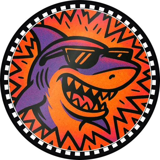 POG #530, Sunglasses Shark, a Gloss pog from the Critter series