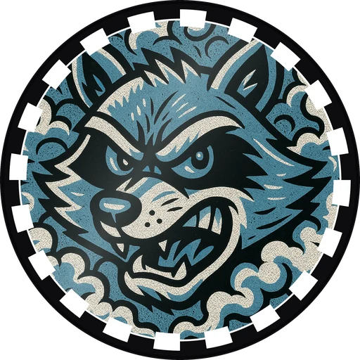POG #531, Radical Raccoon, a Gloss pog from the Critter series