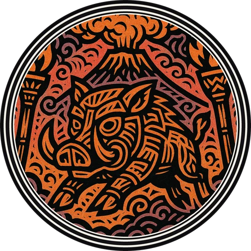 POG #55, Basalt Boar, a Matte pog from the Tiki series