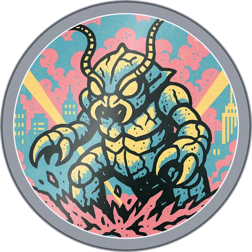 POG #555, Magma Beetle, a Foil pog from the Kaiju series