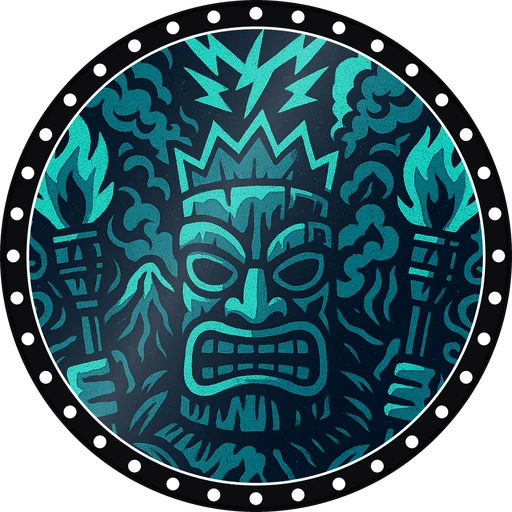POG #557, Lava Chief, a Gloss pog from the Tiki series