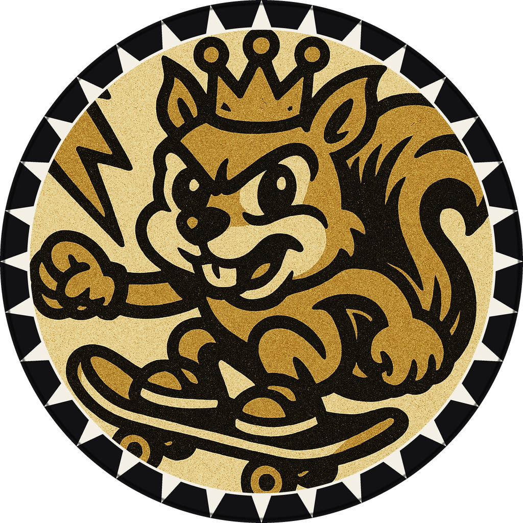 POG #558, Skater Squirrel, a Matte pog from the Critter series