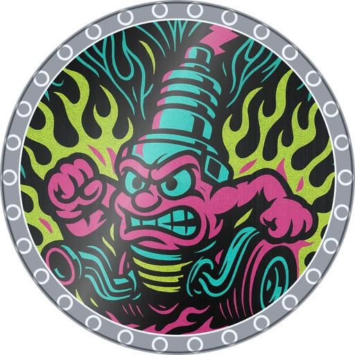 POG #569, Spark Plug Sarge, a Foil pog from the Speed series