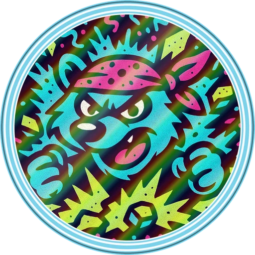 POG #571, Bandana Badger, a Holographic pog from the Critter series