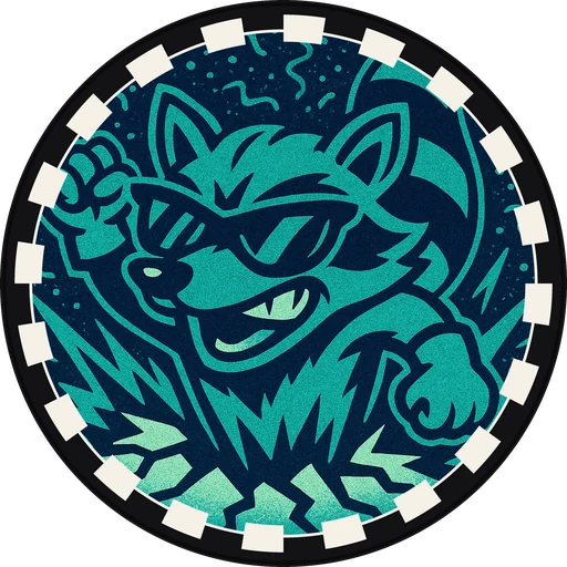 POG #606, Radical Raccoon, a Matte pog from the Critter series