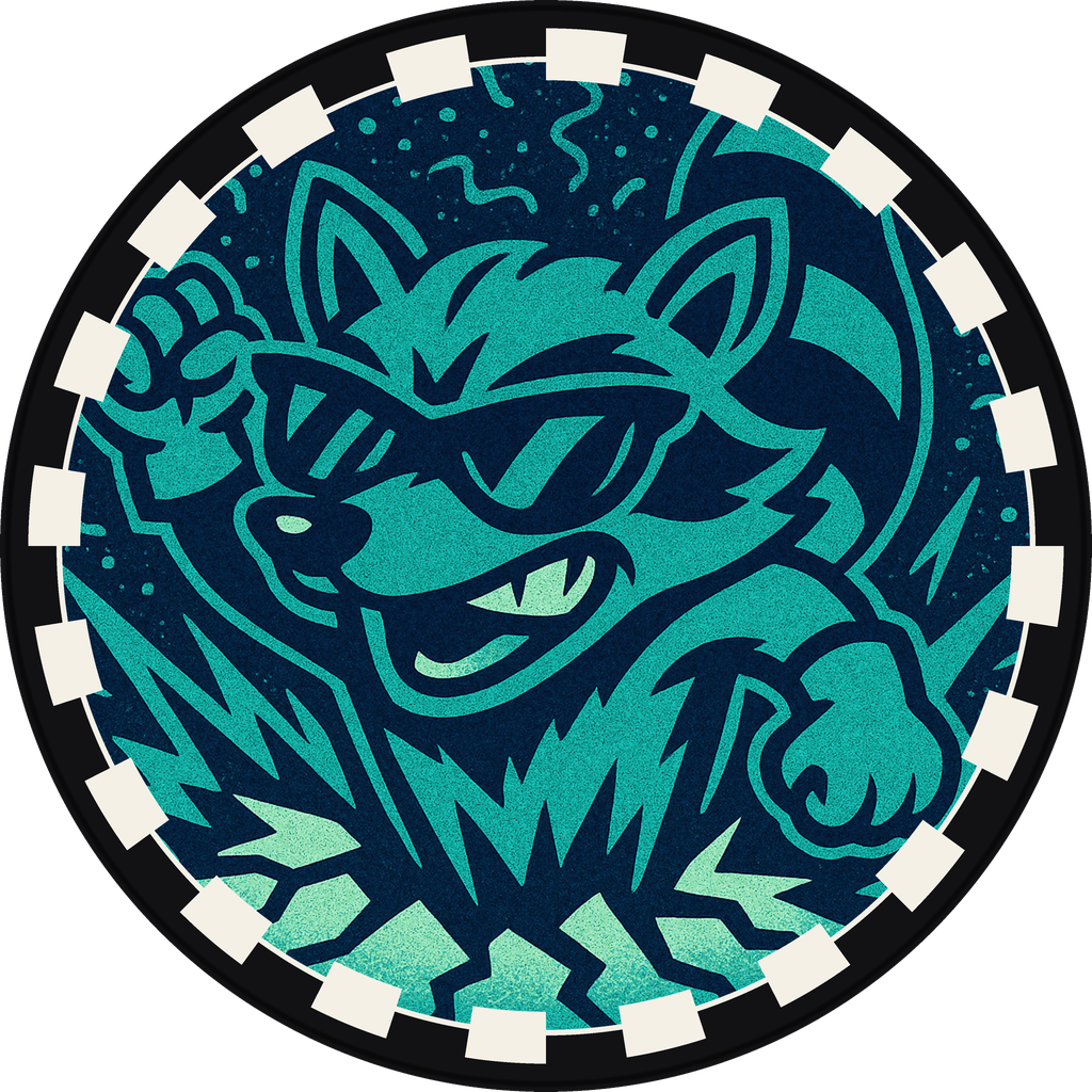 POG #606, Radical Raccoon, a Matte pog from the Critter series