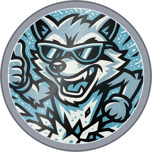 POG #614, Radical Raccoon, a Foil pog from the Critter series
