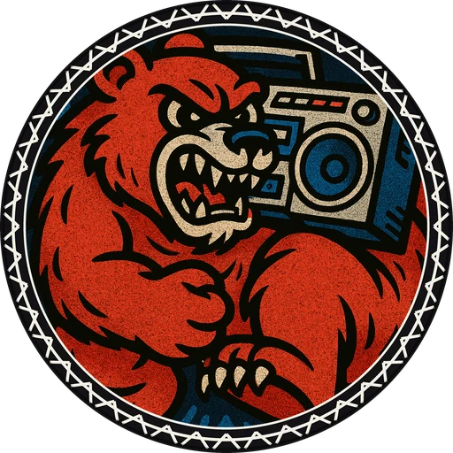 POG #617, Boombox Bear, a Matte pog from the Critter series