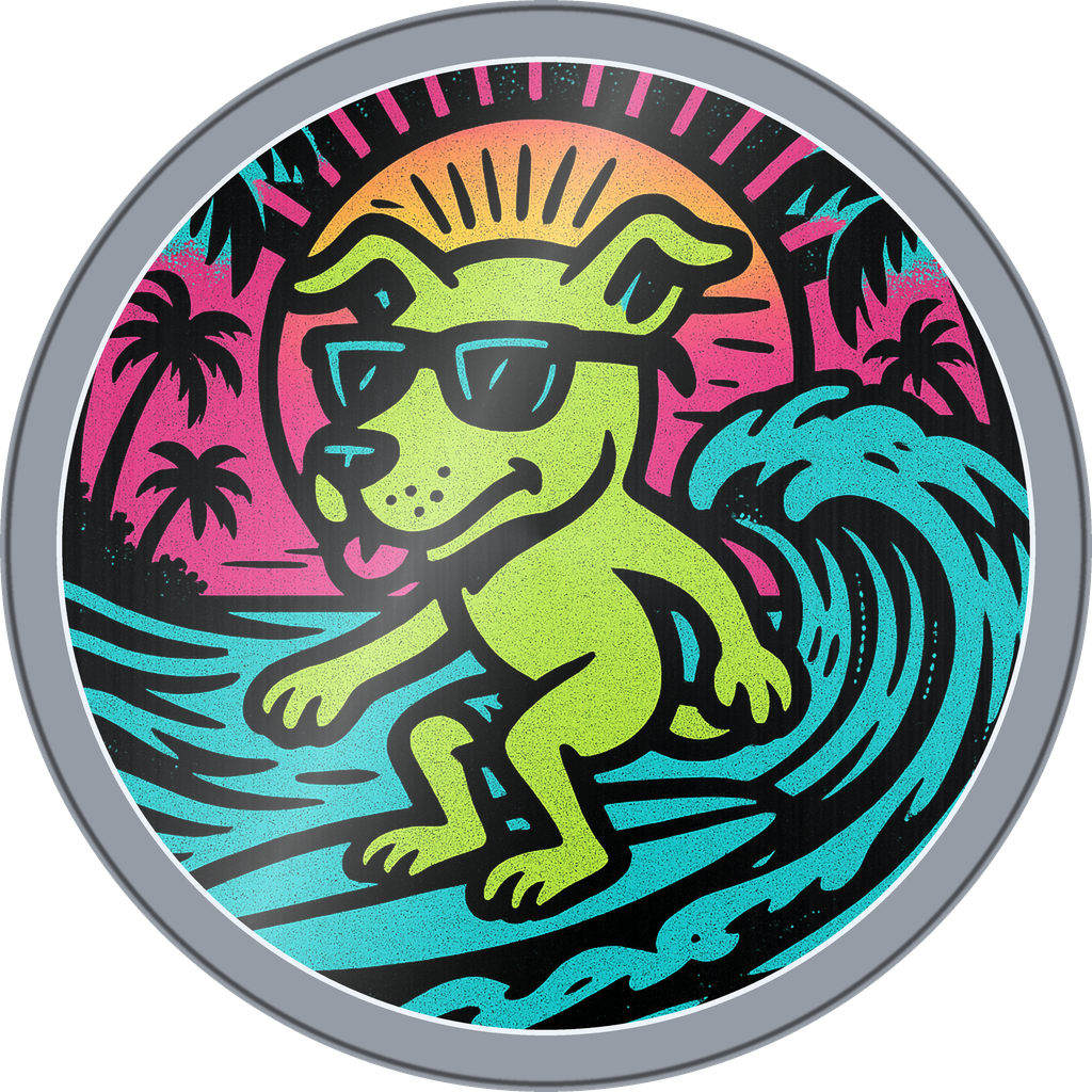 POG #624, Dawn Patrol Dog, a Foil pog from the Surf series