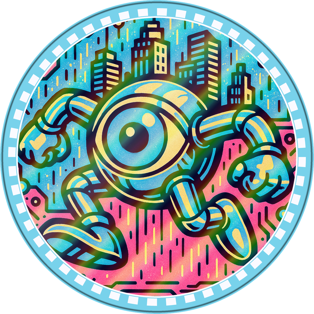 POG #628, Root Access Eye, a Holographic pog from the Cyber series