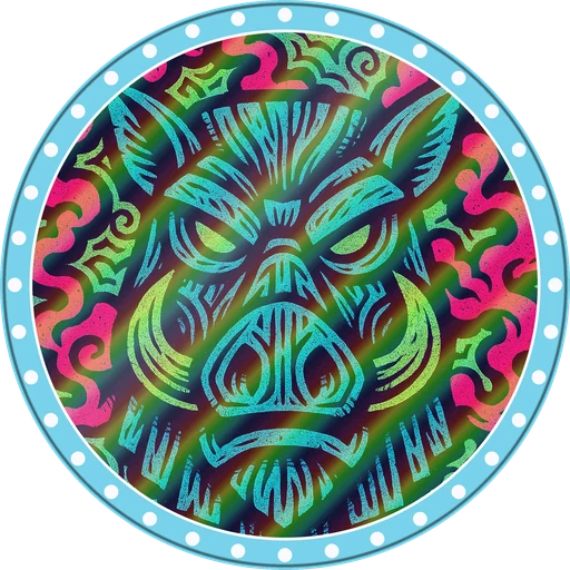 POG #64, Basalt Boar, a Holographic pog from the Tiki series