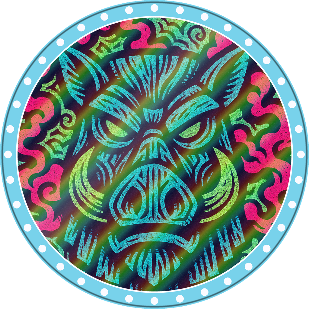 POG #64, Basalt Boar, a Holographic pog from the Tiki series