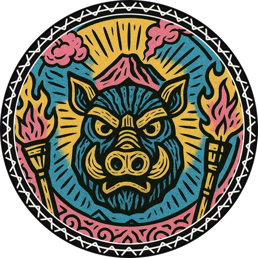 POG #653, Basalt Boar, a Matte pog from the Tiki series