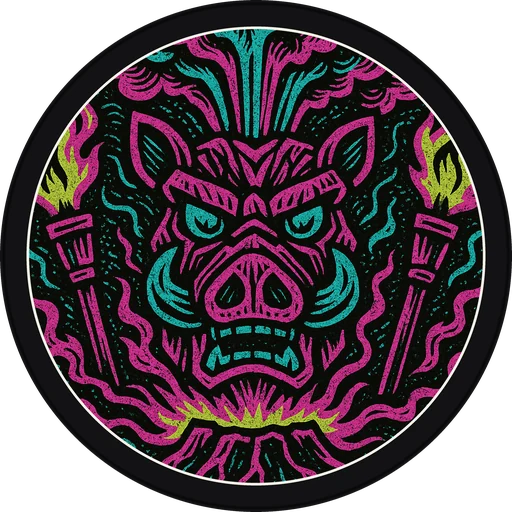 POG #657, Basalt Boar, a Matte pog from the Tiki series