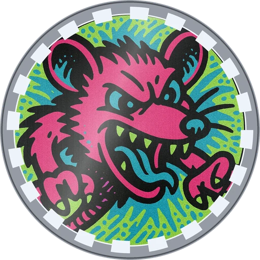 POG #673, Attitude Possum, a Foil pog from the Critter series