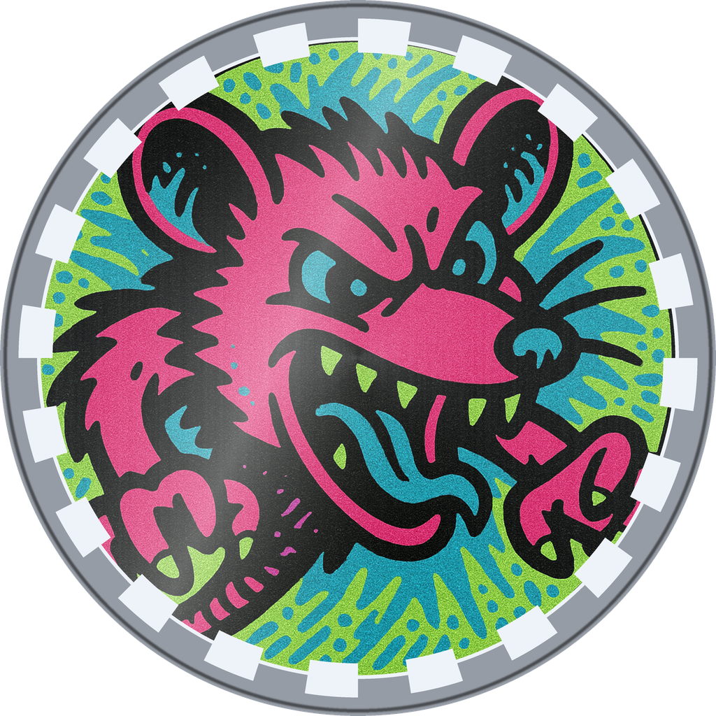 POG #673, Attitude Possum, a Foil pog from the Critter series