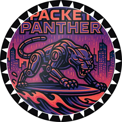 POG #675, Packet Panther, a Gloss pog from the Cyber series