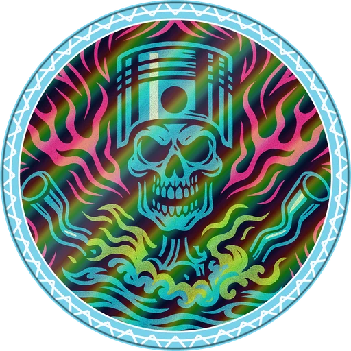 POG #680, Piston Skull, a Holographic pog from the Speed series