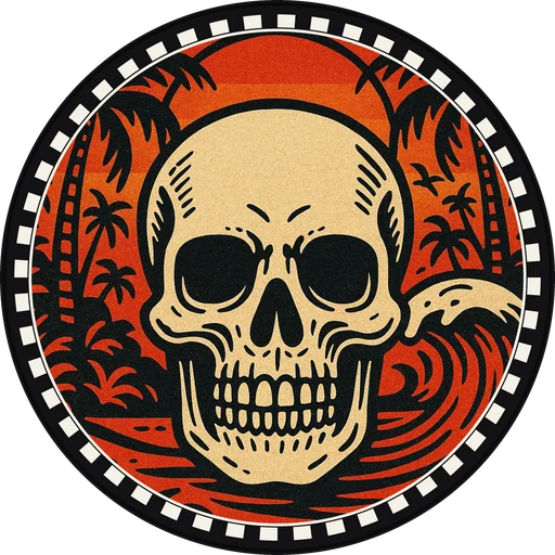 POG #684, Palm Skull, a Matte pog from the Surf series