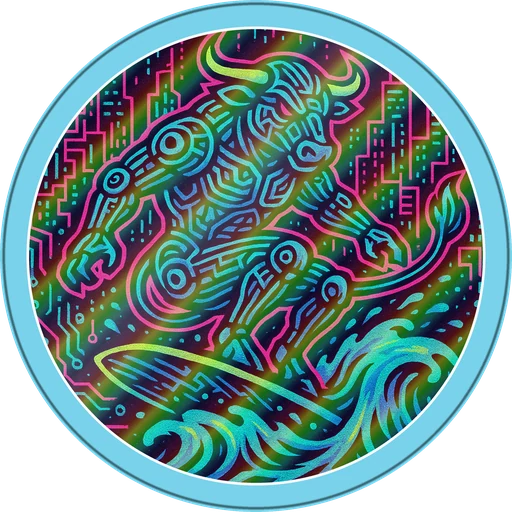 POG #687, Byte Bull, a Holographic pog from the Cyber series