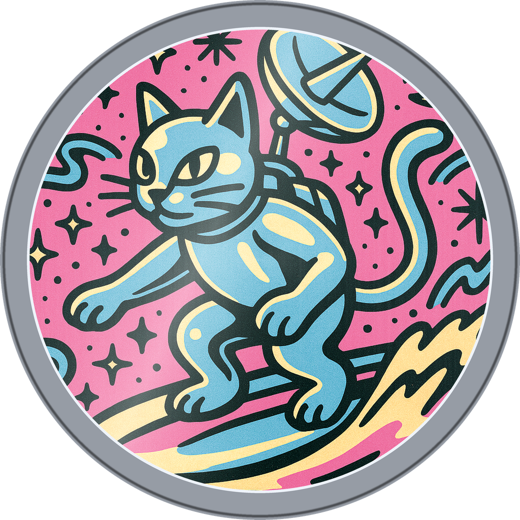 POG #693, Satellite Cat, a Foil pog from the Cosmic series