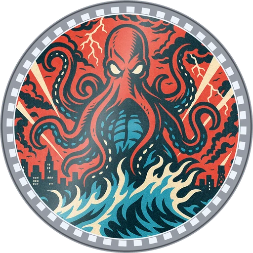 POG #695, Storm Kraken, a Foil pog from the Kaiju series