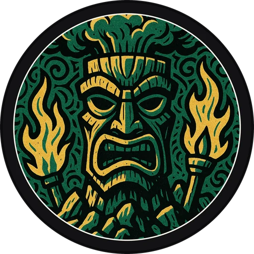 POG #70, Stone Sentinel, a Matte pog from the Tiki series