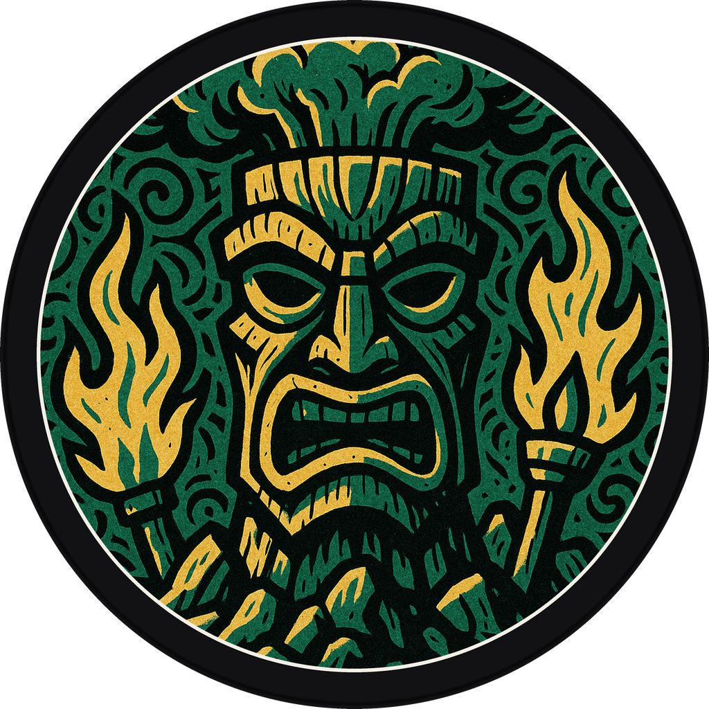POG #70, Stone Sentinel, a Matte pog from the Tiki series