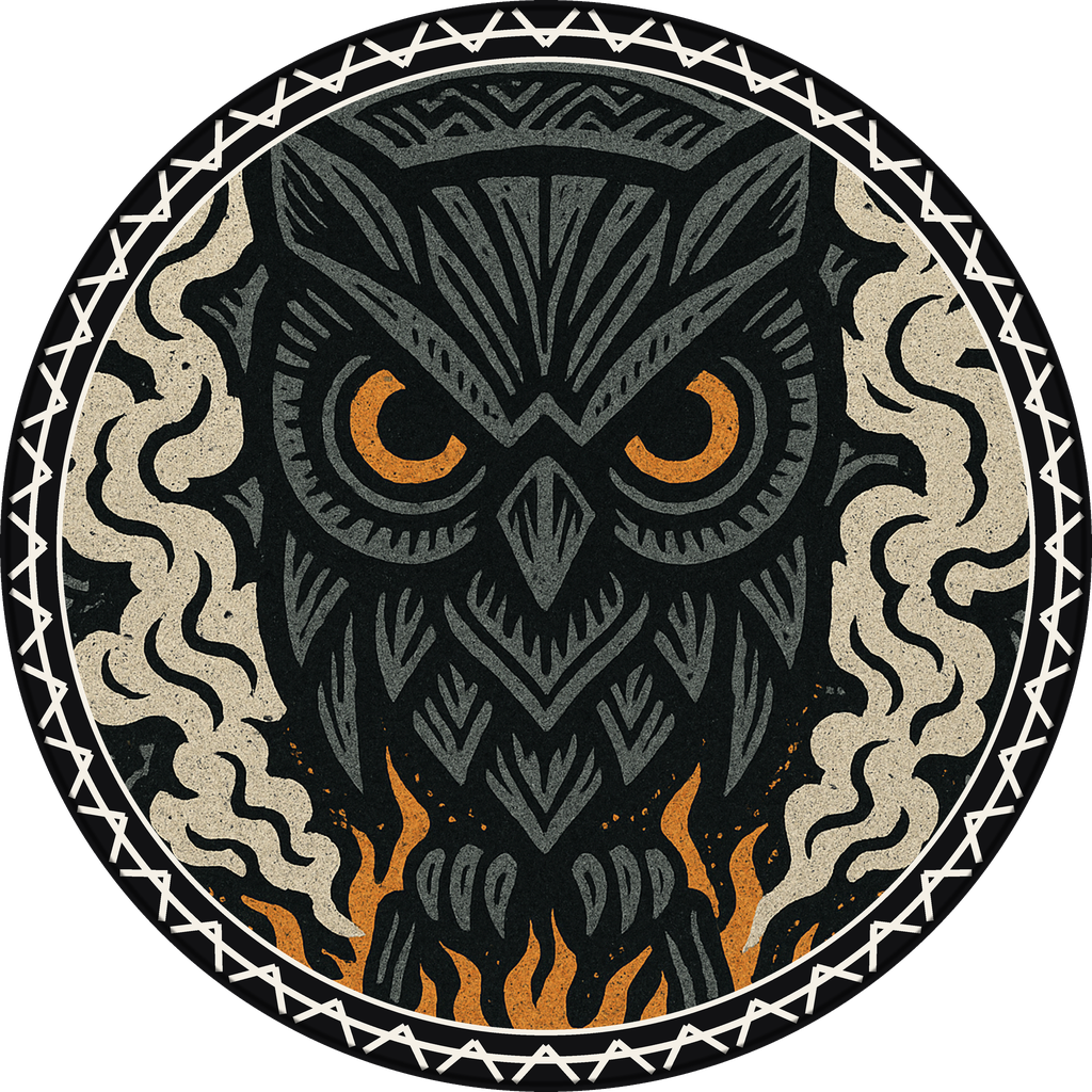 POG #706, Obsidian Owl, a Matte pog from the Tiki series